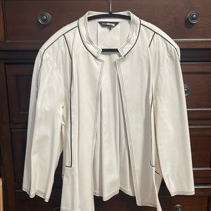 Ming Wang Mandarin Collar Stitch Trim Jacket 1X